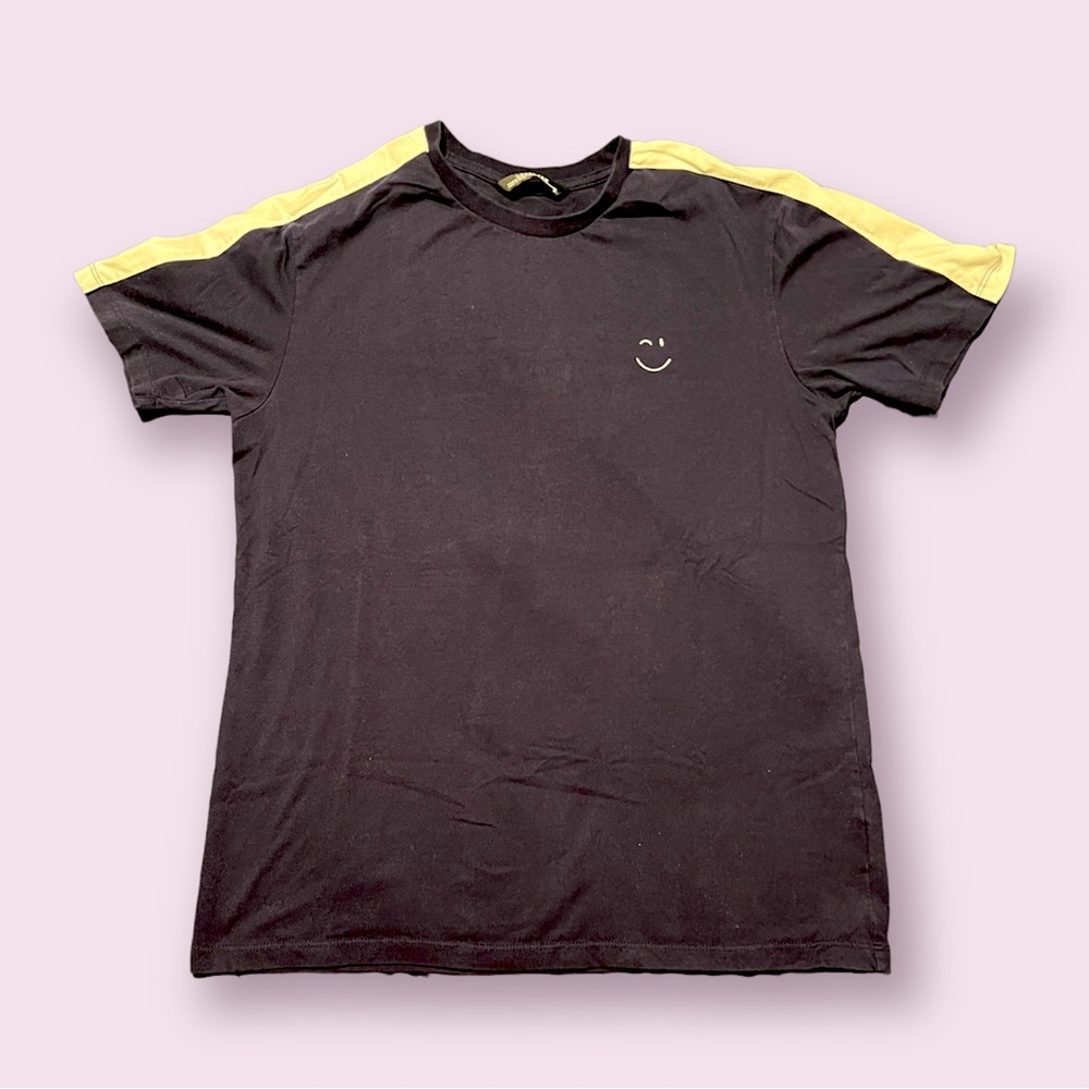 Level Ten T-Shirt Smiley Wink Face Navy White Cotton Polyester Blend Medium